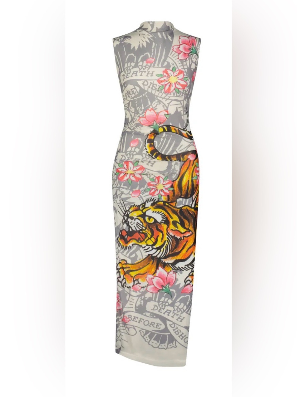 NWT CRAWLING TIGER PRINT MESH MAXI DRESS